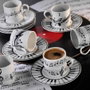 Hermia Juego de Tazas de Café y Platillos de Porcelana Blanco y Negro (12 piezas)